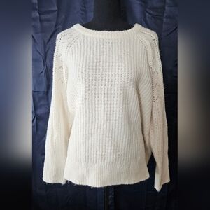 Lucky Fuzzy Pointelle Trim Knit Sweater Plus Size 1X